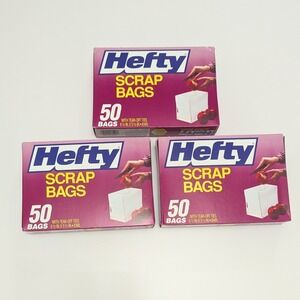 Hefty Scrap Bags w/Tear Off Ties Lot of 3 Sealed Boxes (50 bags each) NEW Sealed